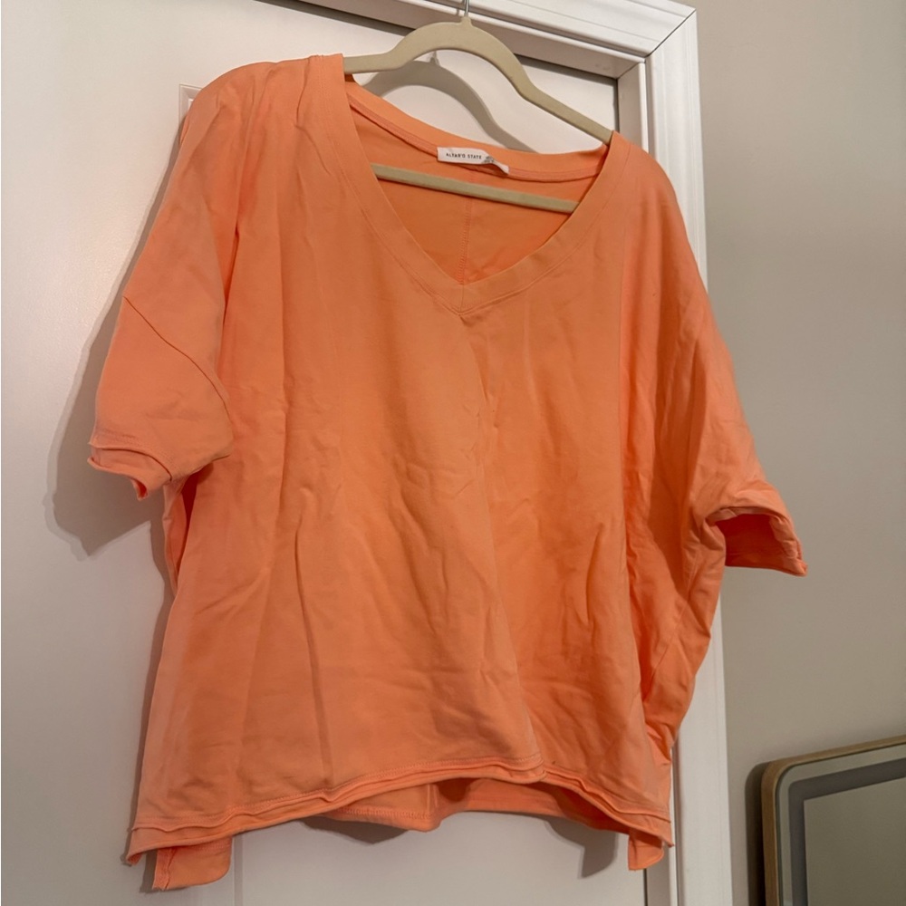 Altar'd State Orange V-Neck Short Sleeve Top